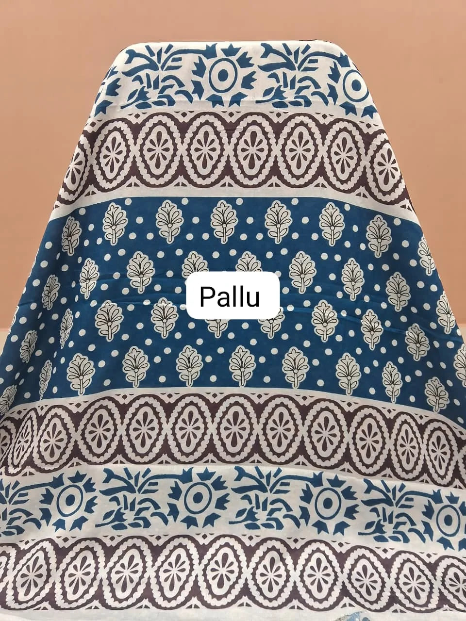 Navy Blue Chanderi Saree Pallu