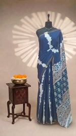 Navy Blue Chanderi Saree