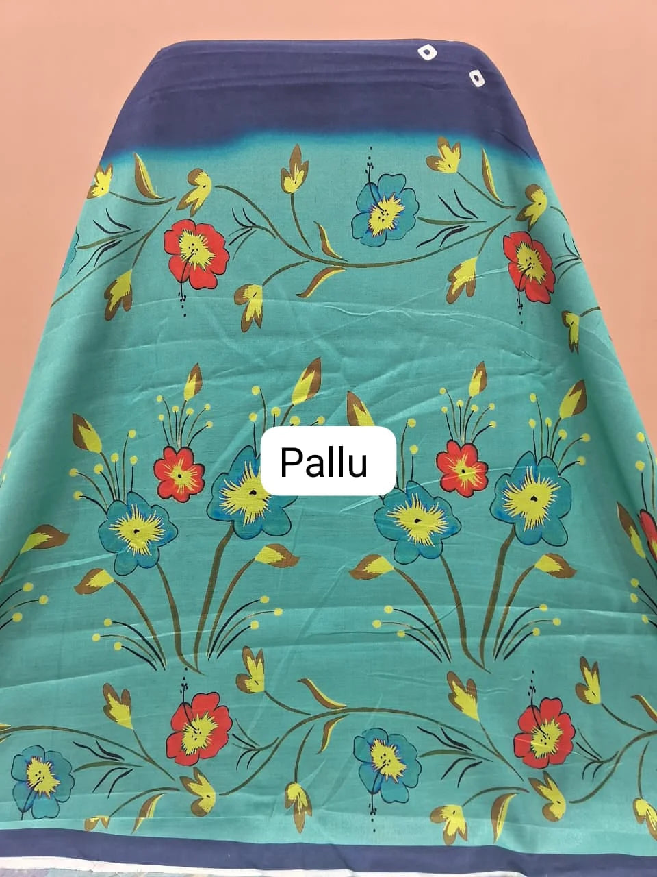Blue Chanderi Saree Pallu