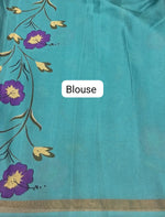 Blue Chanderi Saree Blouse