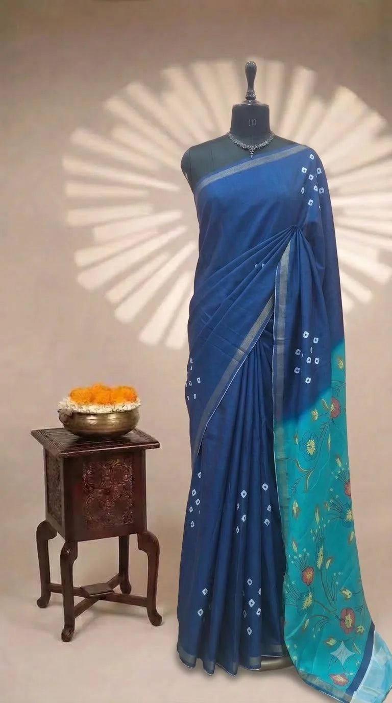 Blue Chanderi Saree 