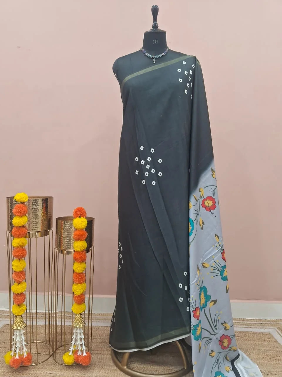 Elegant Black Chanderi Saree 