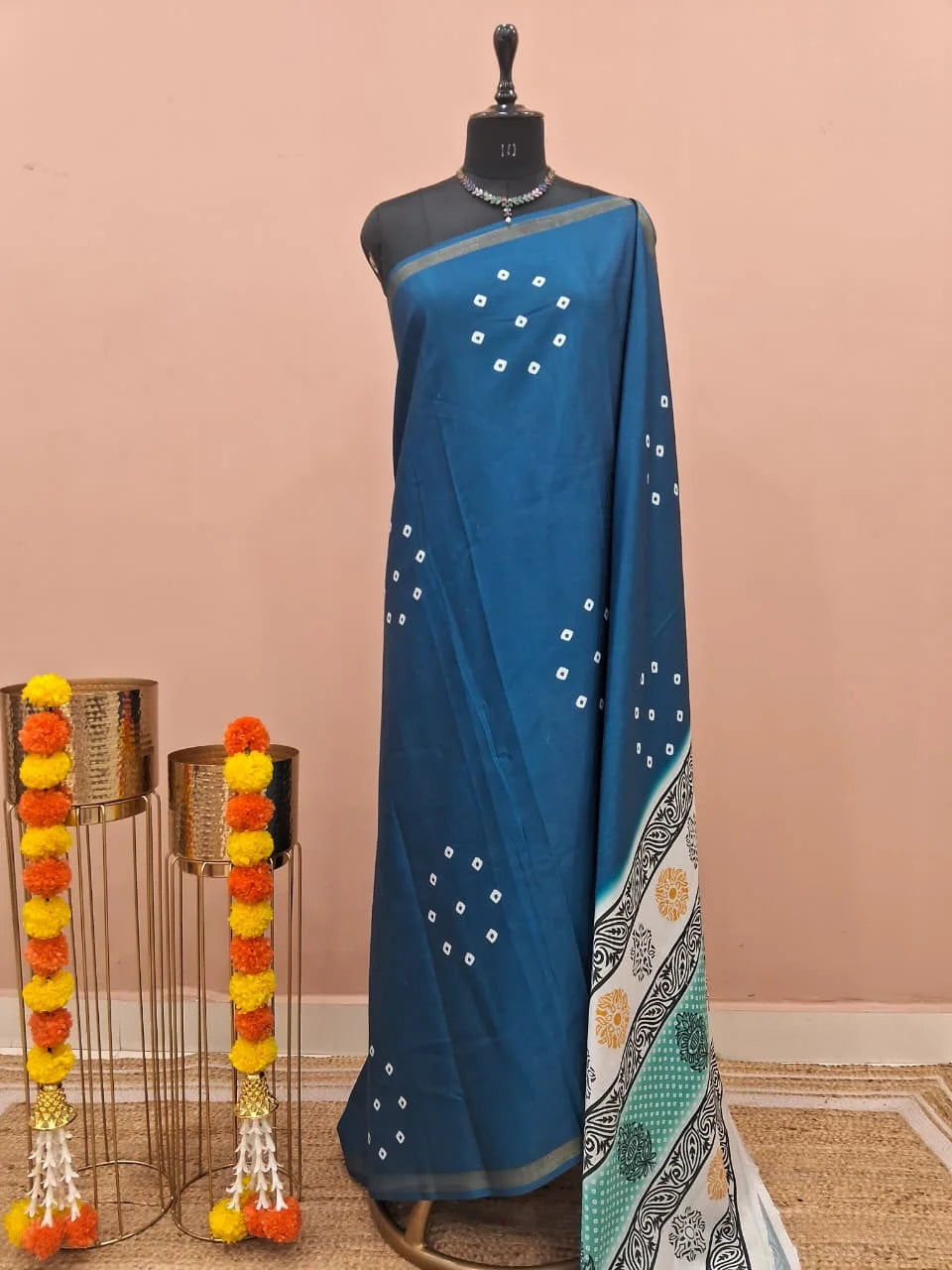 Teal Blue Chanderi Saree