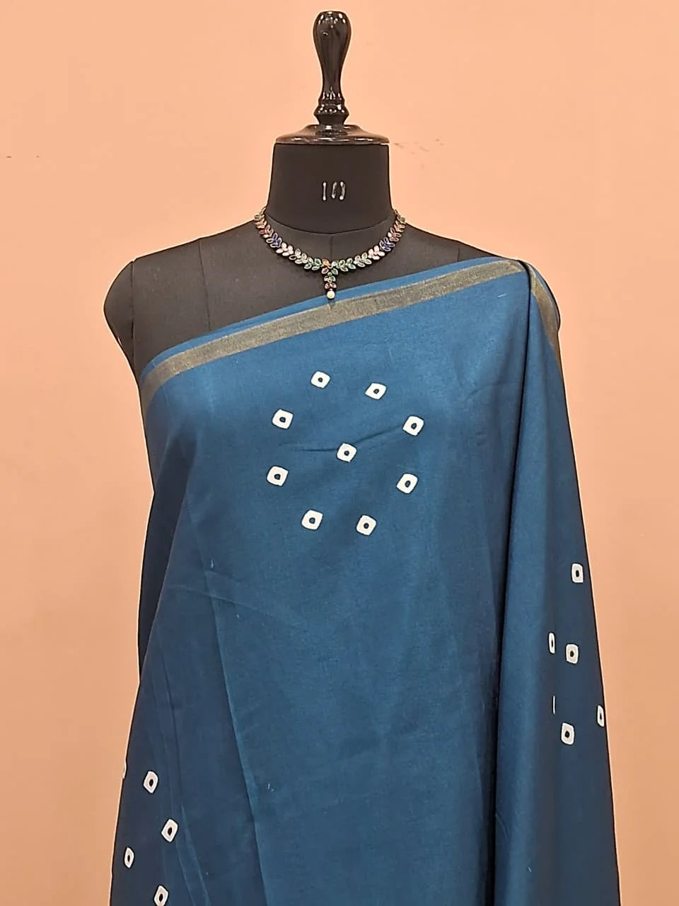 Teal Blue Chanderi Saree 1
