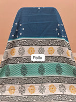 Teal Blue Chanderi Saree Pallu