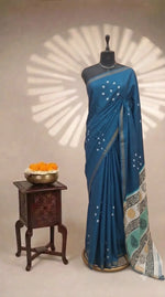 Teal Blue Chanderi Saree