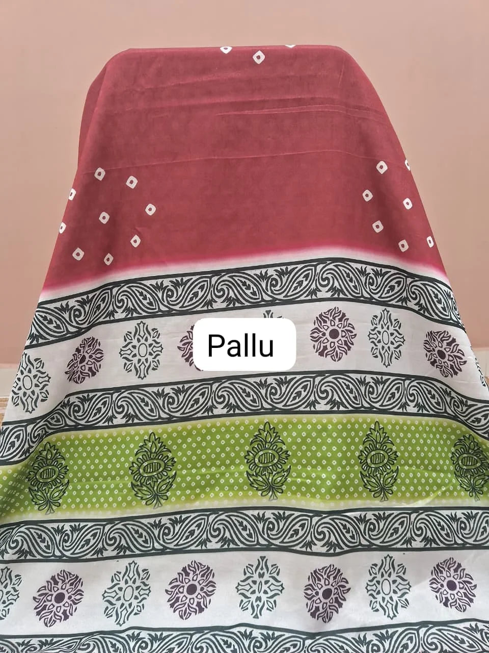Dusky Peach Chanderi Saree Pallu