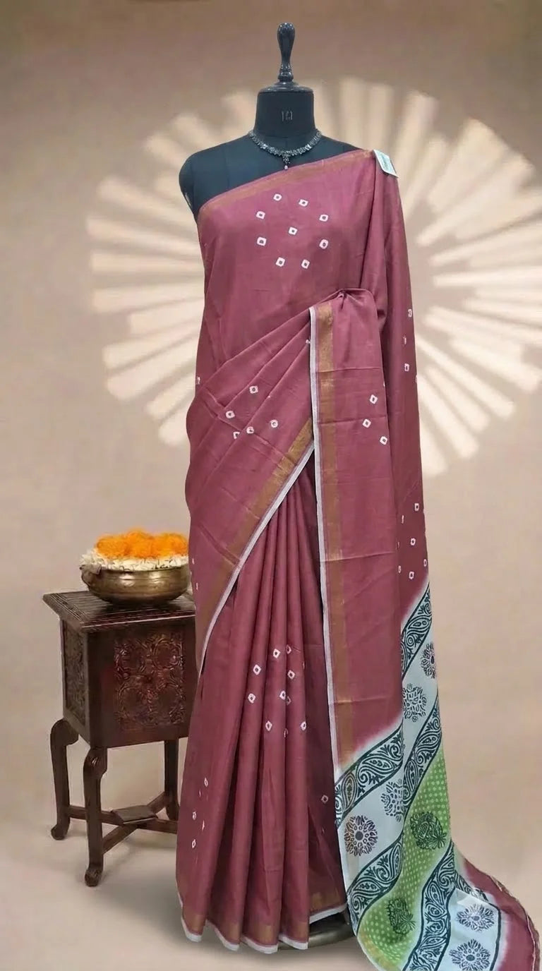 Dusky Peach Chanderi Saree