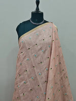 Peach Linen Saree 1