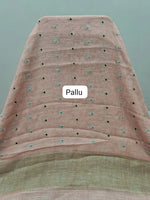 Peach Linen Saree Pallu