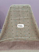 Dark Beige Linen Saree pallu