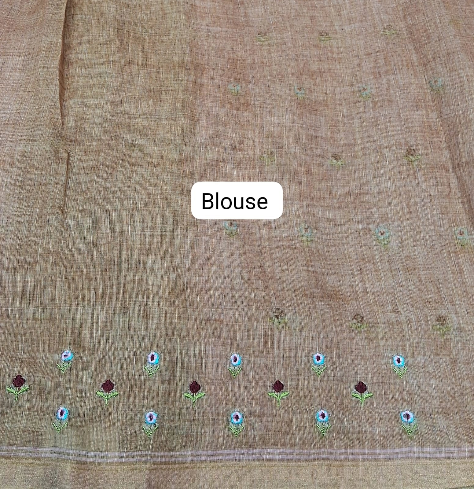 Dark Beige Linen Saree Blouse
