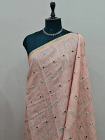 Peach Linen Saree  1