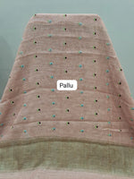 Peach Linen Saree  Pallu