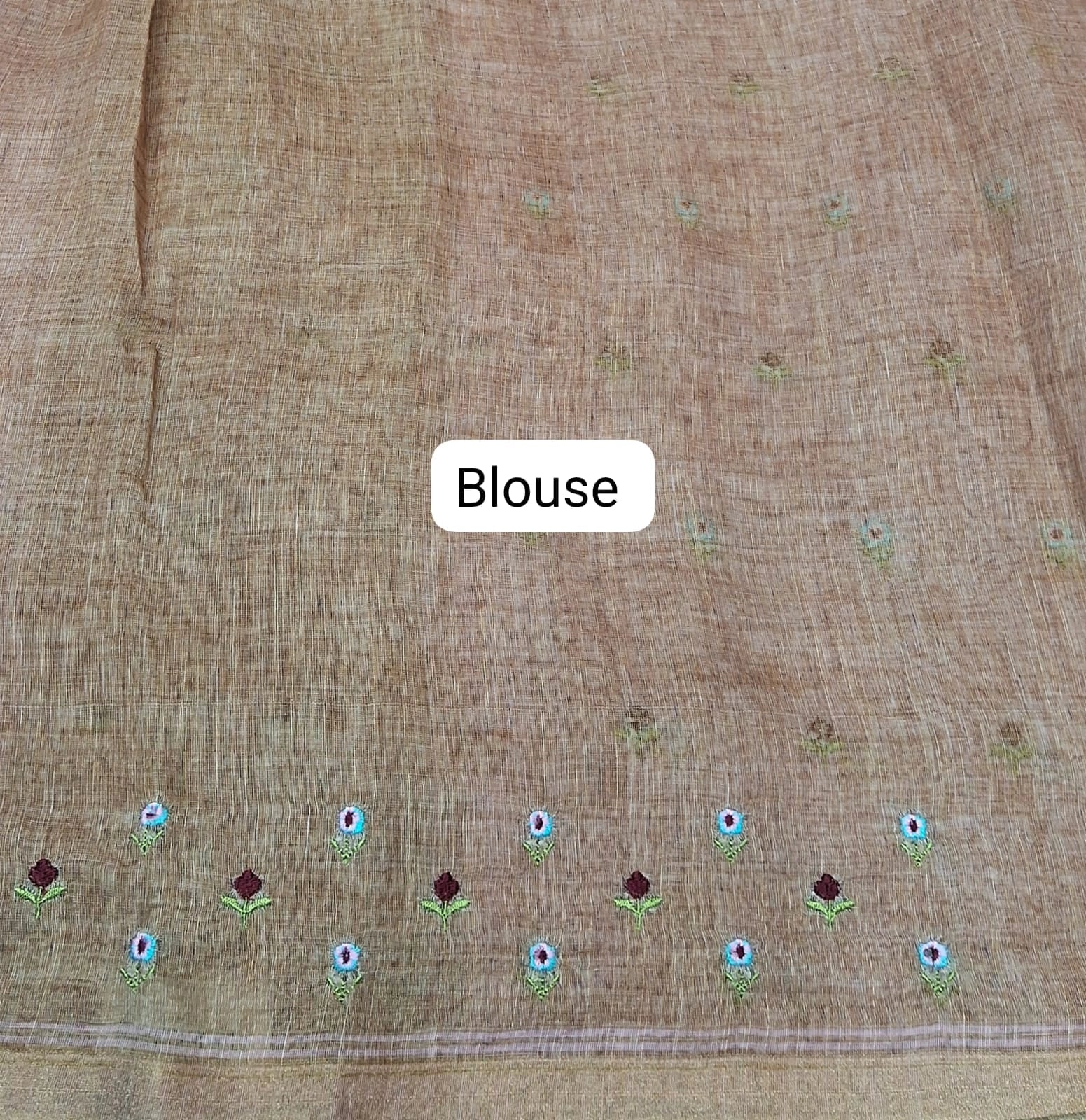 Peach Linen Saree  Blouse