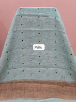 Sky Blue Linen Saree pallu