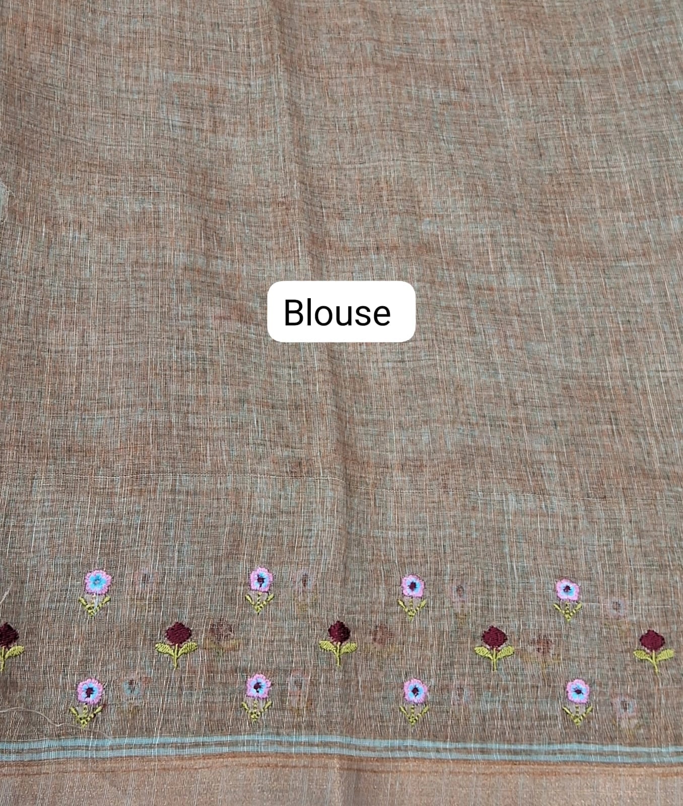 Sky Blue Linen Saree blouse