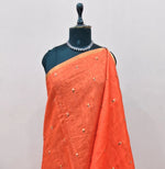 Orange Linen Saree 1