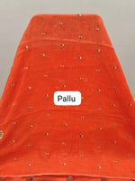 Orange Linen Saree pallu