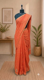 Orange Linen Saree 
