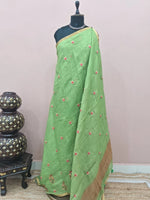 Spring Green Linen Saree 