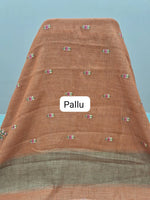 Pastel Orange Linen Saree pallu