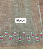 Pastel Orange Linen Saree blouse