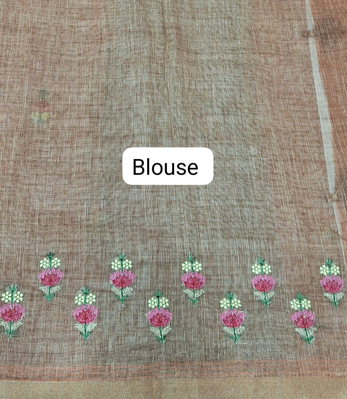 Pastel Orange Linen Saree blouse