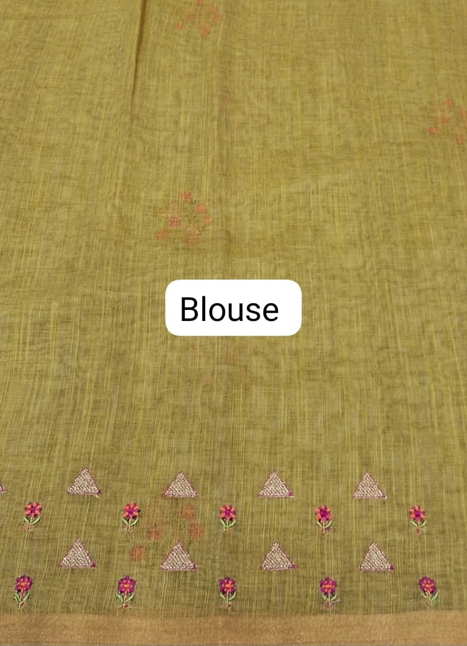 Matcha Green Linen Saree blouse