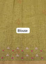 Matcha Green Linen Saree blouse