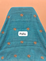 Ocean Blue Linen Saree pallu