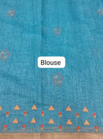 Ocean Blue Linen Saree blouse