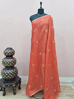 Rust Orange Linen Saree 