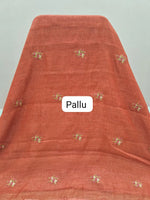 Rust Orange Linen Saree pallu