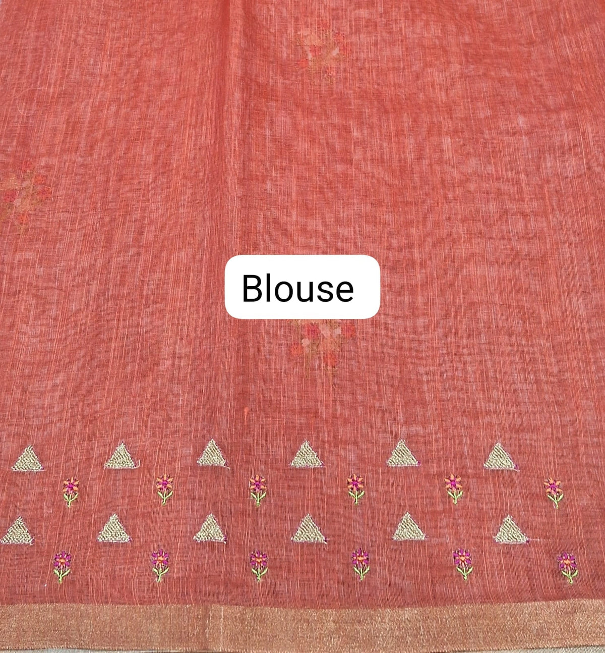 Rust Orange Linen Saree blouse