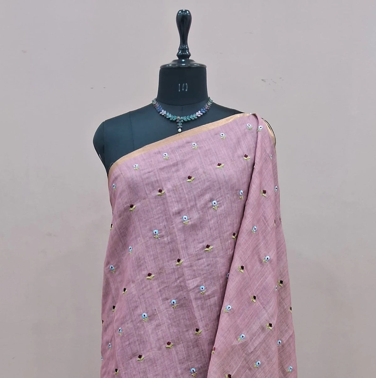 Soft Pink Linen Saree 1