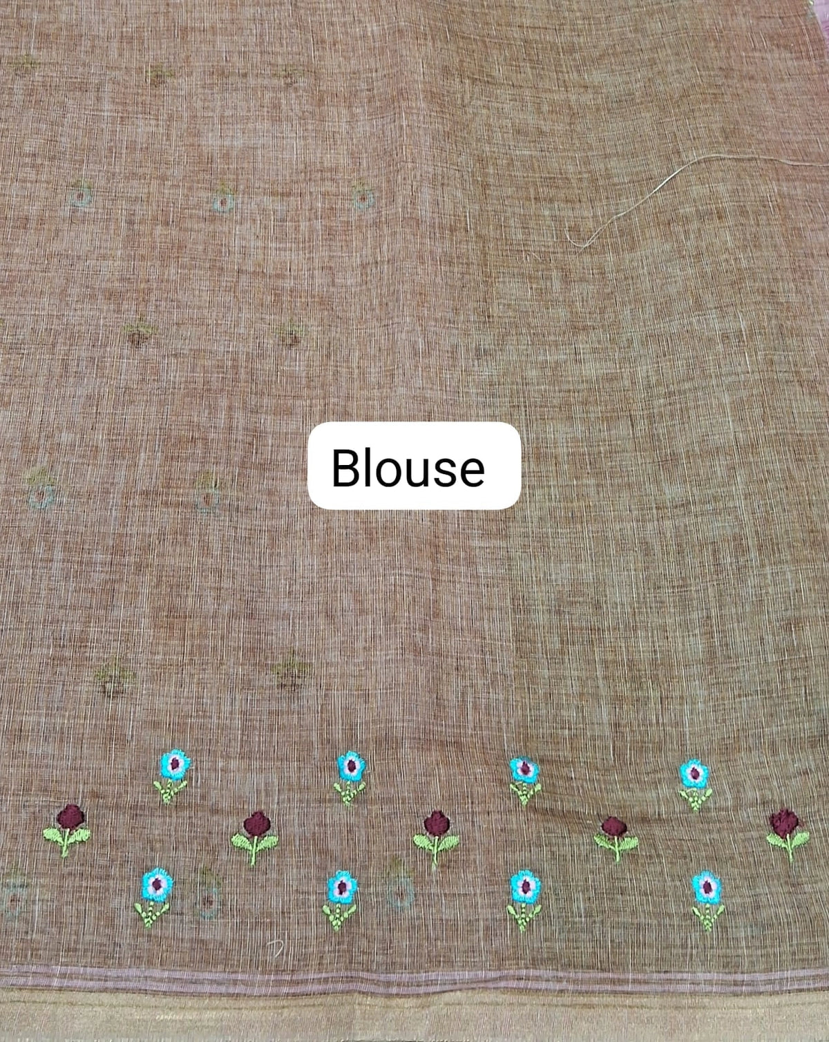 Soft Pink Linen Saree blouse