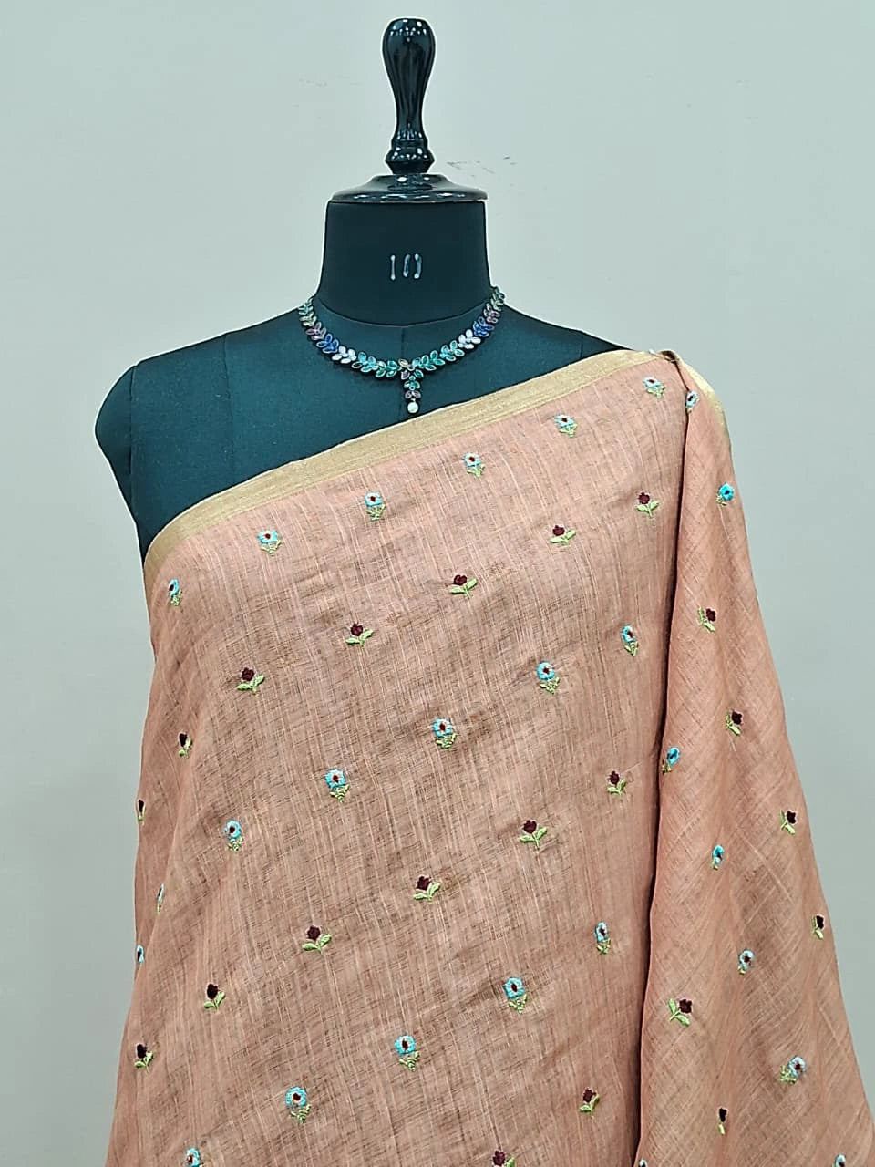 Peach Linen Saree 1