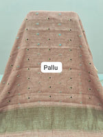 Peach Linen Saree pallu