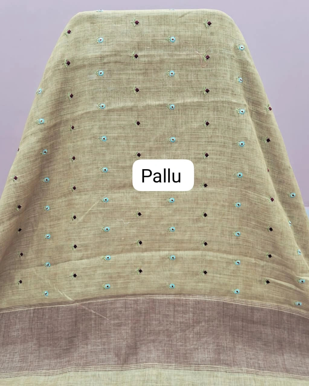 Light Green Linen Saree pallu