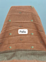 Burnt Orange Linen Saree pallu