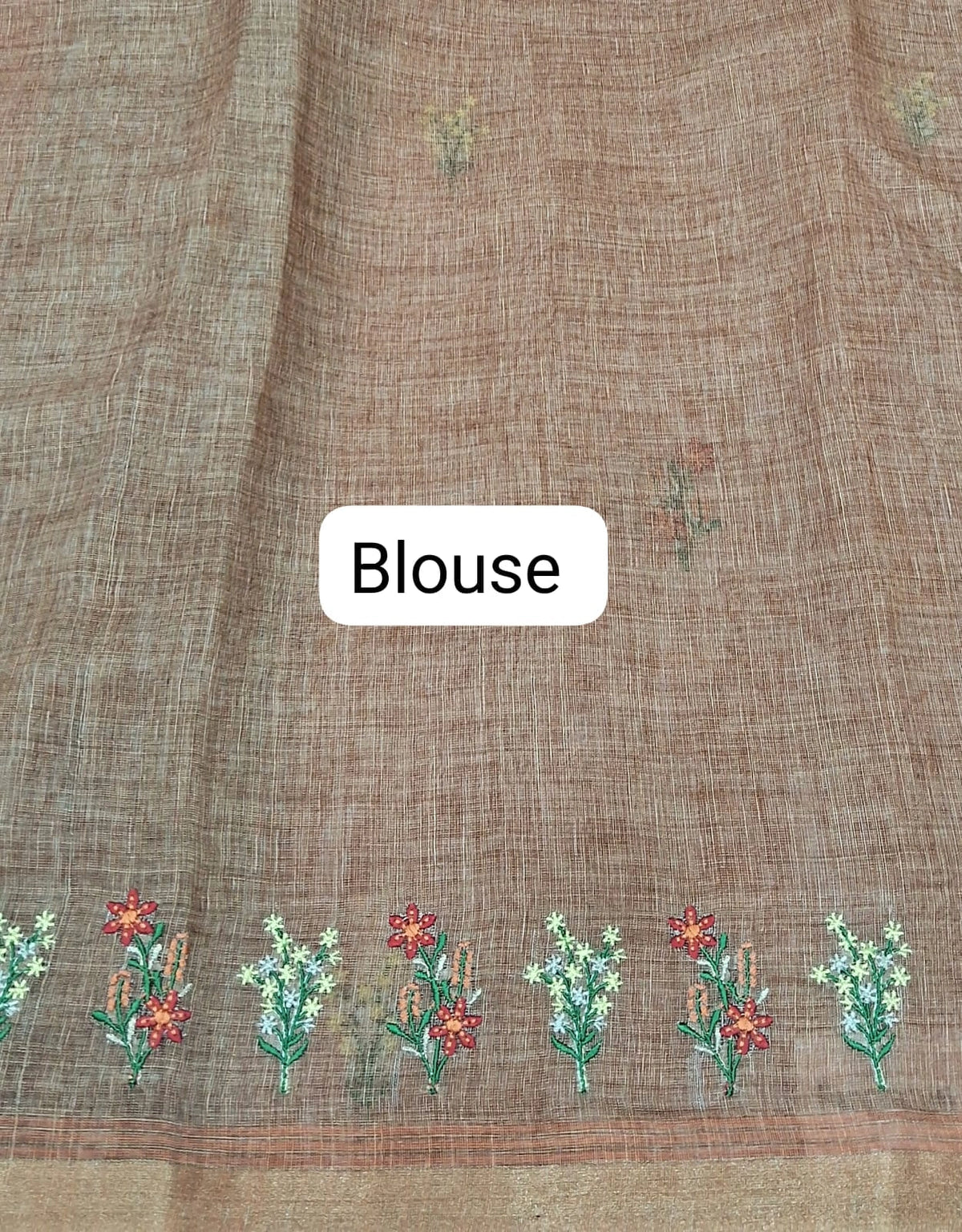 Burnt Orange Linen Saree blouse
