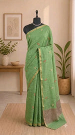 Green Linen Saree 