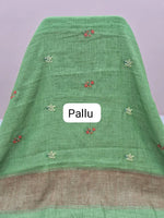 Green Linen Saree pallu