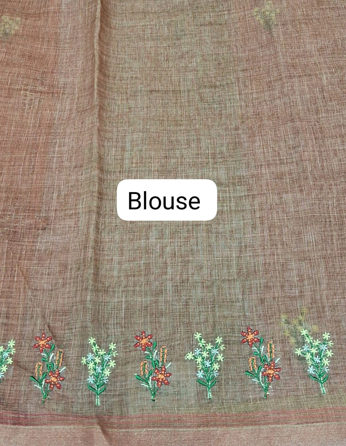 Dark Peach Linen Saree blouse