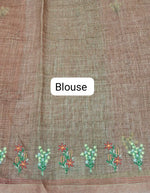 Dark Peach Linen Saree blouse