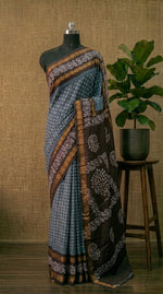 Grey Sungudi cotton saree 
