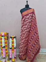Beige Ikkat Silk Cotton Saree 