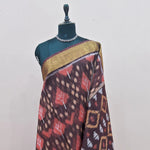 Coffee Brown Ikkat Silk Cotton Saree 1