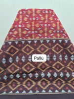 Pale Red Ikkat Silk Cotton Saree pallu